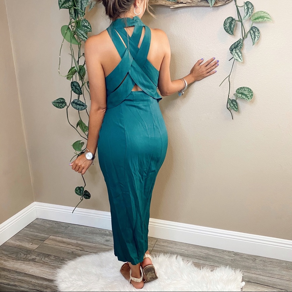 VINTAGE Knapp Studio Green Strappy Dress - Picture 5 of 10